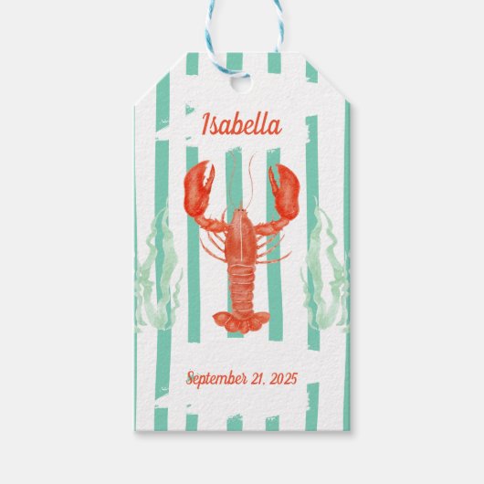 ロブスター沸騰パーティーギフトラベル – シーフ素朴ィード好意 ギフトタグ (正面)