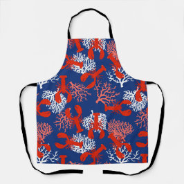 ロブスター沸騰パーティー パターン(の模様が)ある エプロン