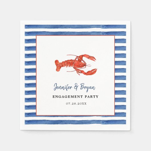 ロブスター沸騰婚約パーティ スタンダードカクテルナプキン (正面)
