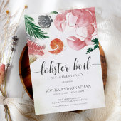 ロブスター沸騰水色シンプル婚約パーティ 招待状