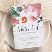 ロブスター沸騰水色シンプル婚約パーティ 招待状