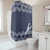 ロブスター海ブルーと白バスタオオルセットシャワー シャワーカーテン (インサイチュ)