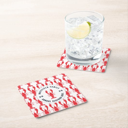 ロブスター焼き型シーフードボイル スクエアペーパーコースター (インサイチュ)