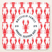 ロブスター焼き型シーフードボイル スクエアペーパーコースター (正面)