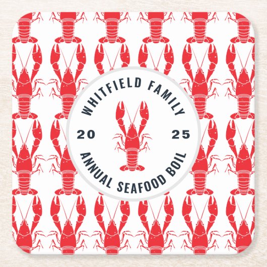 ロブスター焼き型シーフードボイル スクエアペーパーコースター (正面)