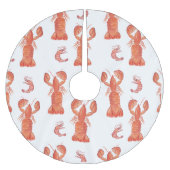 ロブスター甲殻類の水色パタ絵を描ーン ブラッシュドポリエステルツリースカート (正面)