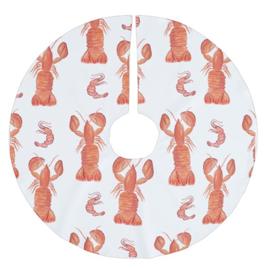 ロブスター甲殻類の水色パタ絵を描ーン ブラッシュドポリエステルツリースカート (正面)