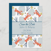 ロブスター甲殻類ビーチサンドドルボタニカル 招待状 (正面/裏面)