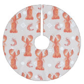 ロブスター甲殻類水彩雪片パターン ブラッシュドポリエステルツリースカート (正面)