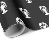 ロブスター白黒背景海辺海 ラッピングペーパー (ロールコーナー)