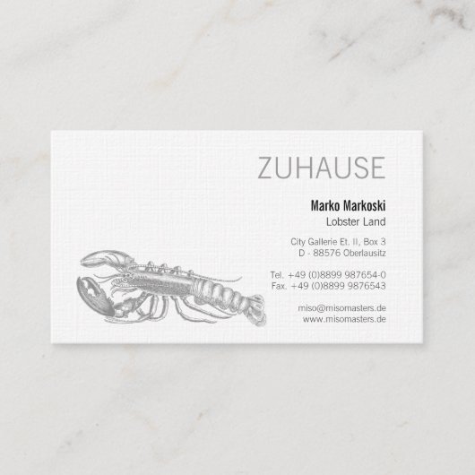 ロブスター白黒 名刺 (正面)