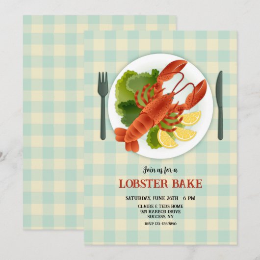 ロブスター皿 招待状 (正面/裏面)