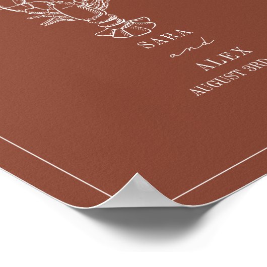 ロブスター素朴テラコッタビーチ結婚式ウェルカム ポスター (角)