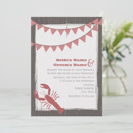 ロブスター素朴結婚式の招待から新郎新婦 招待状 (スタンド正面)