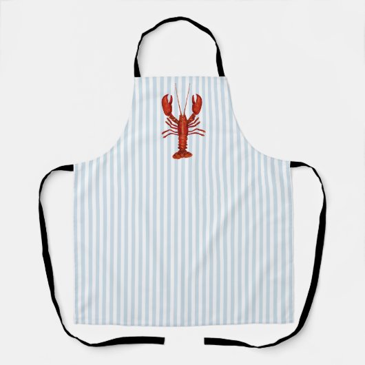 ロブスター絵を描ズ航海のブルーストライプ沿岸 エプロン (正面)