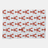 ロブスター絵を描ズ航海のブルーストライプ沿岸 キッチンタオル (横)