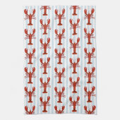 ロブスター絵を描ズ航海のブルーストライプ沿岸 キッチンタオル (縦)