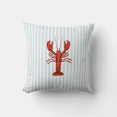 ロブスター絵を描ズ航海のブルーストライプ沿岸 クッション (正面)