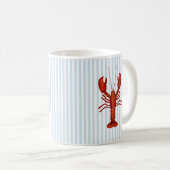ロブスター絵を描ズ航海のブルーストライプ沿岸 コーヒーマグカップ (正面右)
