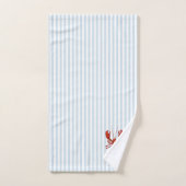 ロブスター絵を描ズ航海のブルーストライプ沿岸 バスタオルセット (ハンドタオル)