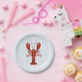 ロブスター絵を描ズ航海のブルーストライプ沿岸 ペーパープレート (パーティー)