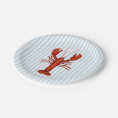 ロブスター絵を描ズ航海のブルーストライプ沿岸 ペーパープレート (アングル)