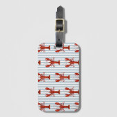 ロブスター絵を描ズ航海のブルーストライプ沿岸 ラゲッジタグ (正面縦)