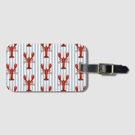 ロブスター絵を描ズ航海のブルーストライプ沿岸 ラゲッジタグ (正面横)