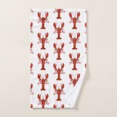 ロブスター絵を描沿岸航海のパターン バスタオルセット (ハンドタオル)