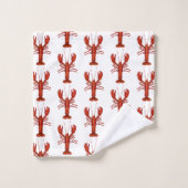 ロブスター絵を描沿岸航海のパターン バスタオルセット (ウォッシュタオル)