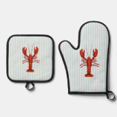 ロブスター絵を描沿岸航海の部 鍋つかみ&鍋敷きセット (正面)