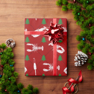 ロブスター航海のとブイのクリスマスパターン ラッピングペーパー