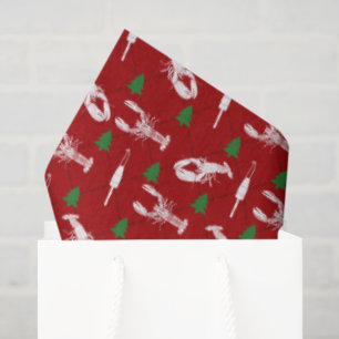 ロブスター航海のとブイのクリスマスパターン 薄葉紙