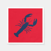 ロブスター航海の赤白青紙ナプキン スタンダードカクテルナプキン (正面)