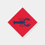 ロブスター航海の赤白青紙ナプキン スタンダードカクテルナプキン (角)