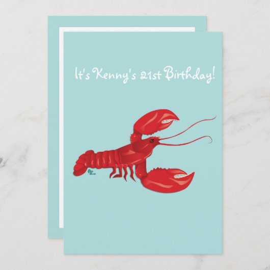 ロブスター誕生日パーティーの招待 招待状 (正面/裏面)