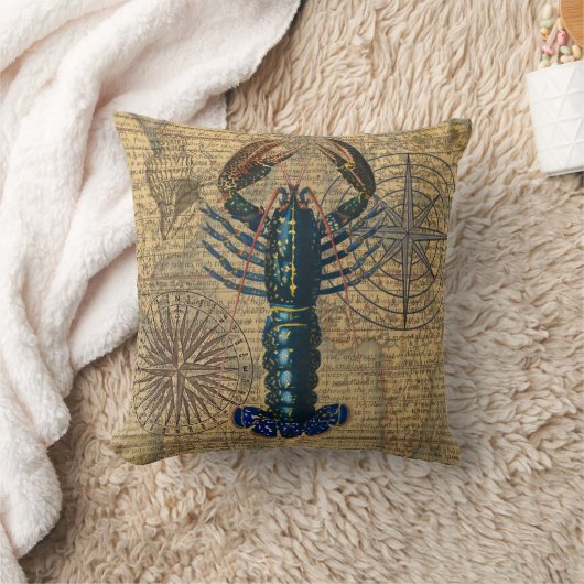 ロブスター貝類シーフードメインクラシック海 クッション (ブランケット)