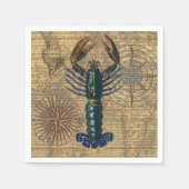 ロブスター貝類シーフードメインクラシック海 スタンダードカクテルナプキン (正面)