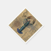 ロブスター貝類シーフードメインクラシック海 スタンダードカクテルナプキン (角)