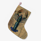 ロブスター貝類シーフードメインクラシック海 スモールクリスマスストッキング (正面 (吊り時))