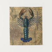 ロブスター貝類シーフードメインクラシック海 タペストリー (正面)