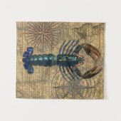 ロブスター貝類シーフードメインクラシック海 タペストリー (正面(横))