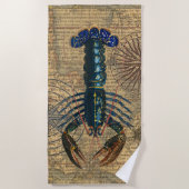 ロブスター貝類シーフードメインクラシック海 ビーチタオル (正面)