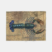 ロブスター貝類シーフードメインクラシック海 フリースブランケット (正面(横))