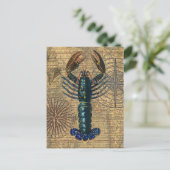 ロブスター貝類シーフードメインクラシック海 ポストカード (スタンド正面)