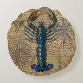 ロブスター貝類シーフードメインクラシック海 ラウンドクッション (裏面)