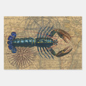 ロブスター貝類シーフードメインクラシック海 ラッピングペーパーシート (正面)