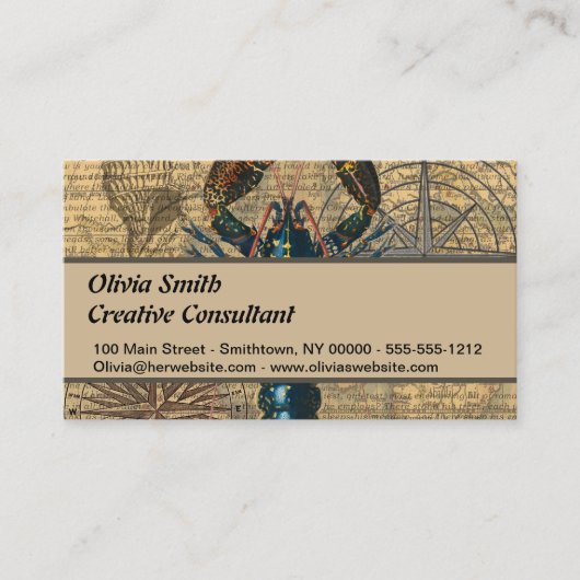 ロブスター貝類シーフードメインクラシック海 名刺 (正面)