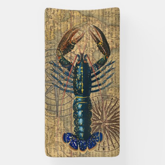 ロブスター貝類シーフードメインクラシック海 横断幕 (縦)