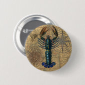 ロブスター貝類シーフードメインクラシック海 缶バッジ (正面&裏面)